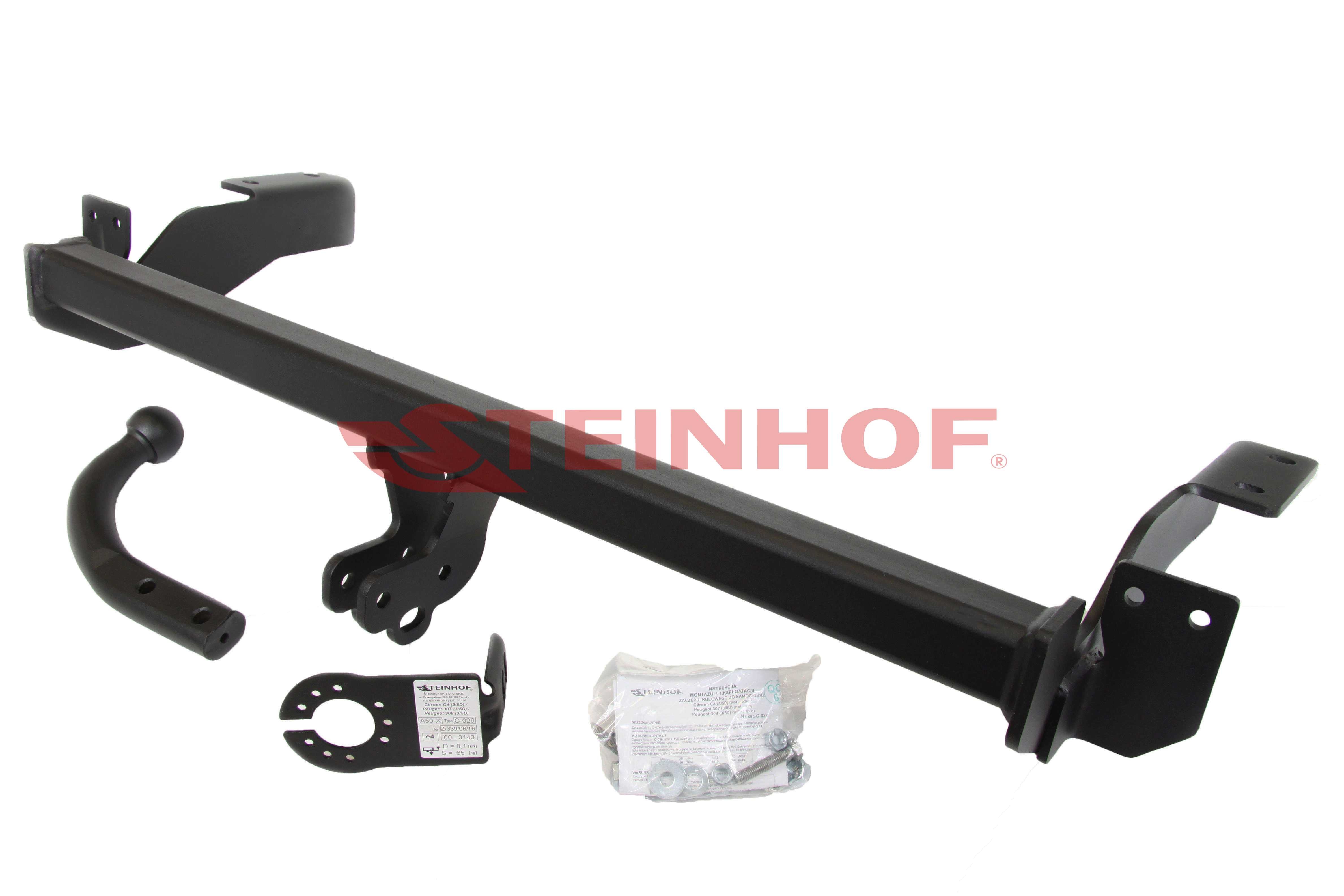 C-026 Vaste trekhaak Peugeot 308 Hatchback tussen bouwjaar 2007 en 05/2011