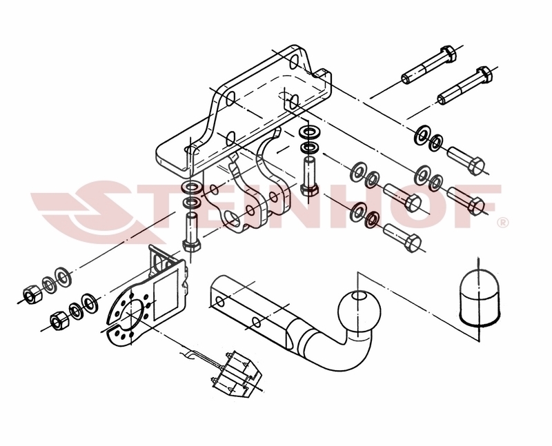 T-163 Vaste trekhaak Toyota Land Cruiser 3D (J125) SUV 2003-2009